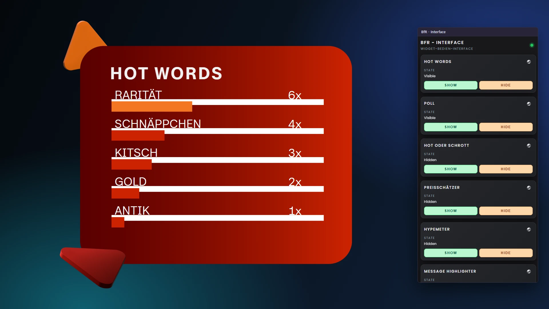 Bares für Rares Themed Hot Words